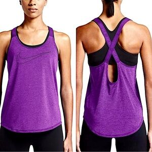 NIKE: Elastic Keyhole Purple Athletic Tank Top -Size Medium